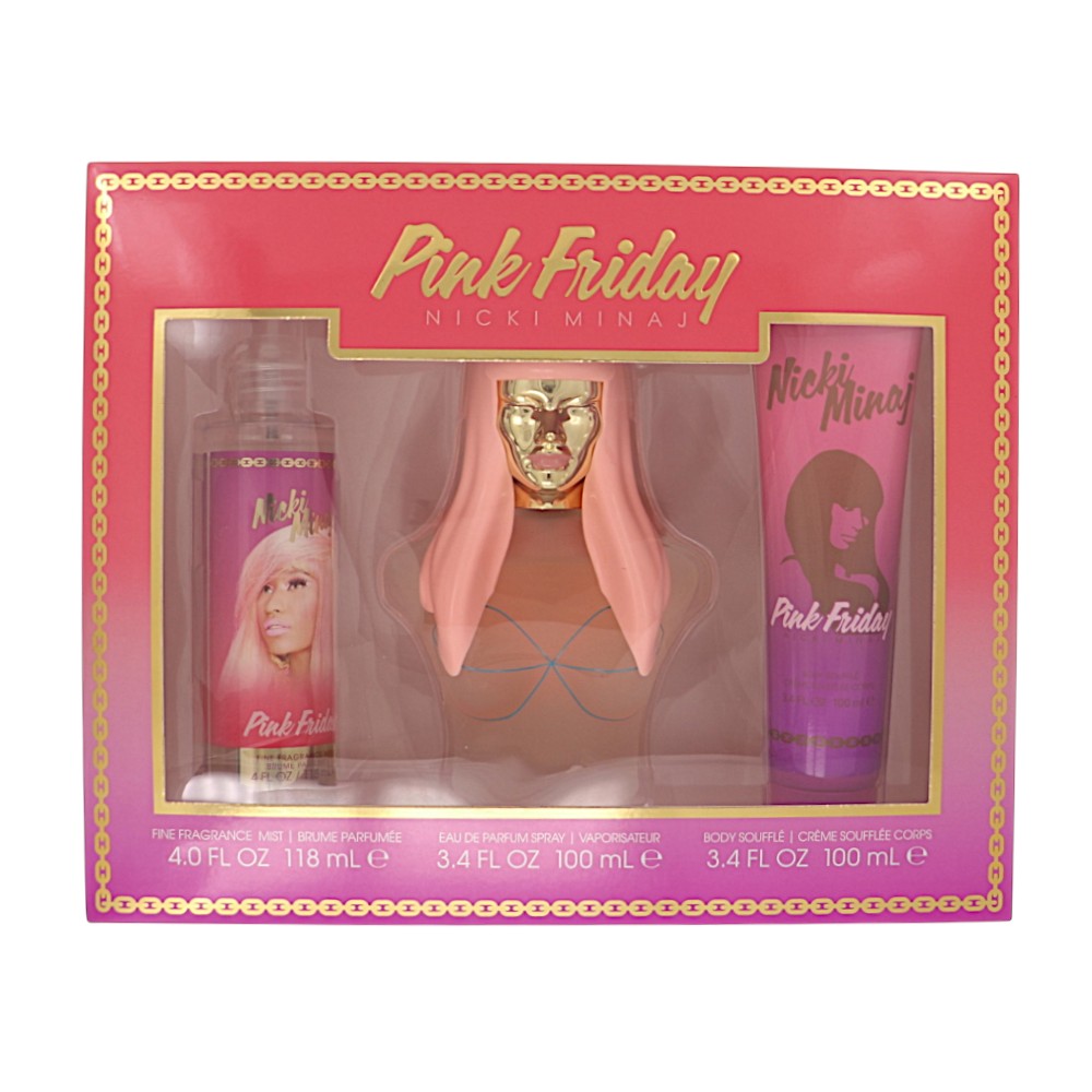 Nicki Minaj Pink Friday 3.4,bm 4.0, Bs by Nicki Minaj 3.4 Oz Eau De Parfum Spray for Women 3 Pc Set