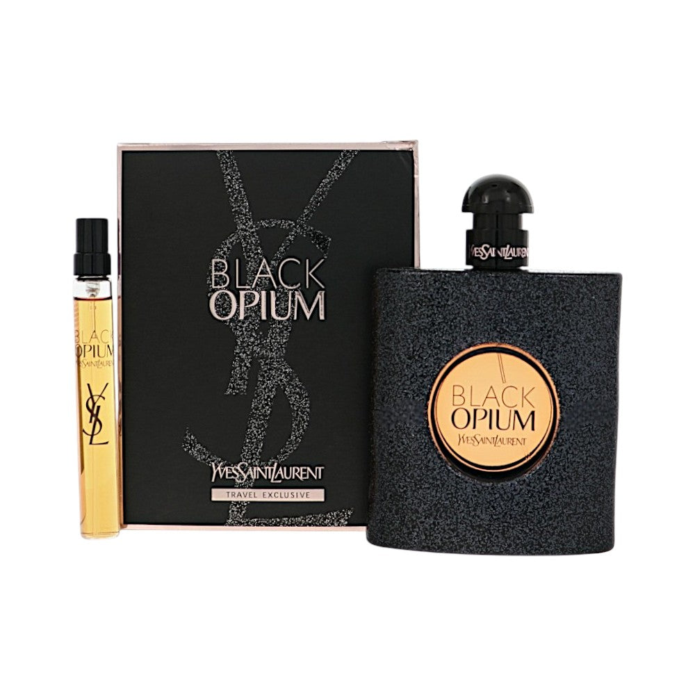 Black Opium by Yves Saint Laurent Travel Set (3 Oz Eau De Parfum Spray & 0.33 Oz Eau De Parfum Spray) for Women