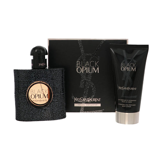 Black Opium by Yves Saint Laurent Travel Set (1.6 Oz Eau De Parfum Spray & 1.6 Oz B/l) for Women