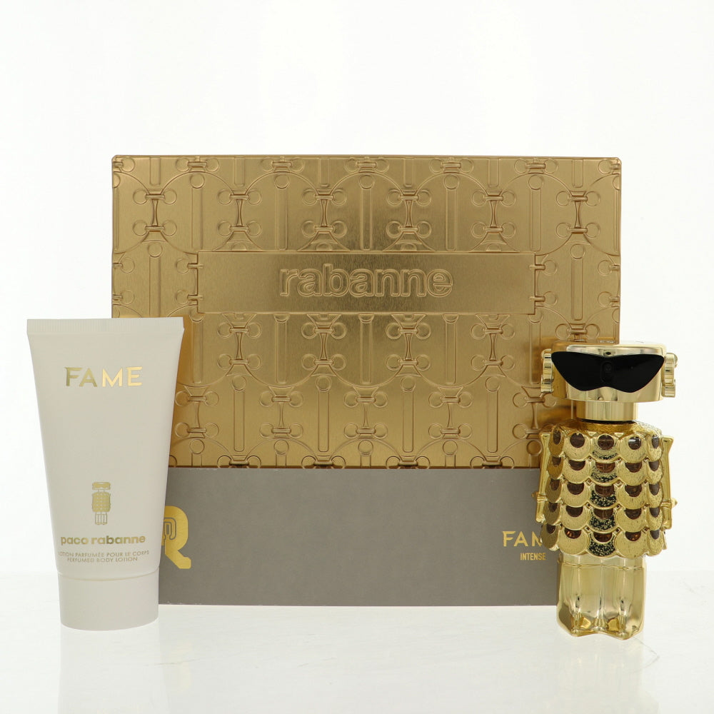Fame Intense by Paco Rabanne 1.7 Oz Eau De Parfum Body Lotion Gift Set for Women