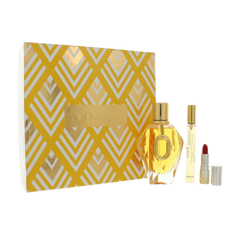 Million Gold For Her by Paco Rabanne 3 Oz Eau De Parfum Spray Gift Set for Women