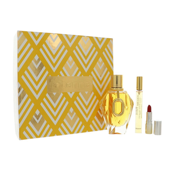 Million Gold For Her by Paco Rabanne 3 Oz Eau De Parfum Spray Gift Set for Women