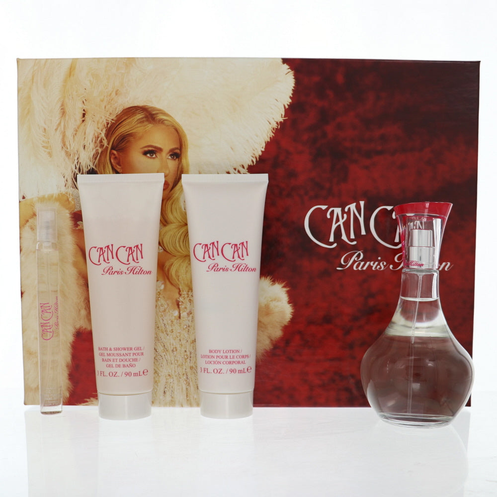 Paris Hilton Can Can By Paris Hilton 4 Piece Gift Set - 3.4 Oz Eau De Parfum Spray, 0.34 Oz Eau De Parfum Spray, 3.0 Oz Body Lotion, 3.0 Oz Shower Gel For Women In Gift Set
