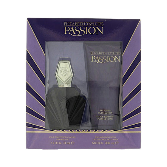 Passion by Elizabeth Taylor 2.5 Oz Eau De Toilette Perfumed Body Lotion Gift Set for Women