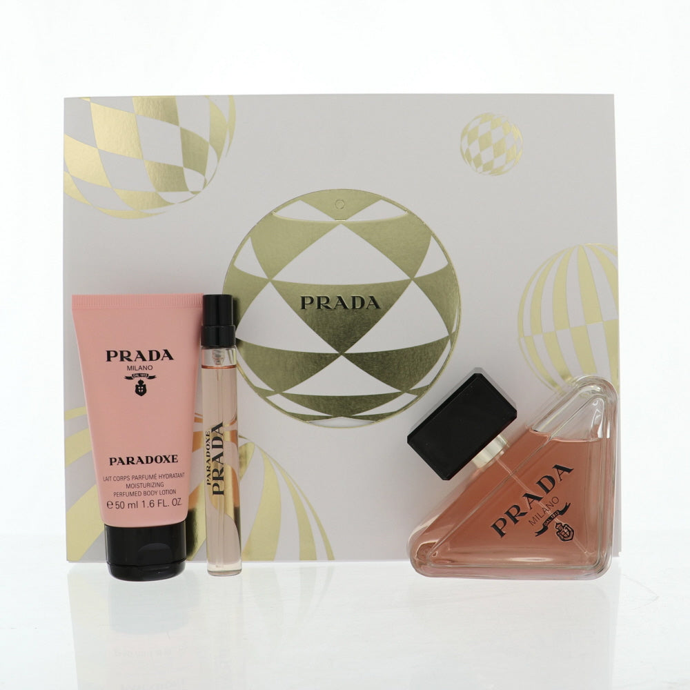 Prada Paradoxe By Prada Perfume 3 Piece Gift Set - 3.0 Oz Eau De Parfum Spray, 0.33 Oz Eau De Parfum Spray, 1.6 Oz Body Lotion For Women - Gift Set