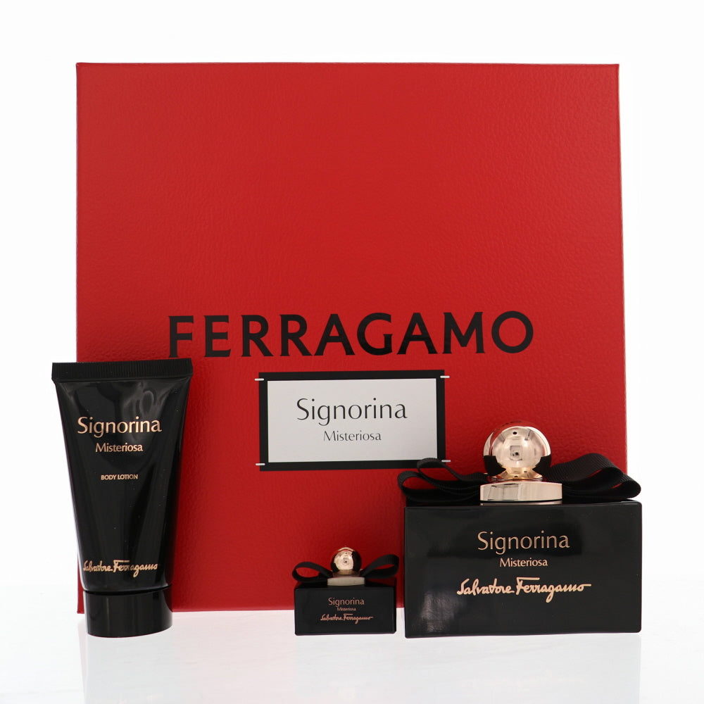 Signorina Misteriosa By Salvatore Ferragamo Perfume 3 Piece Gift Set - 3.4 Oz Eau De Parfum Spray, 0.17 Oz Eau De Parfum Spray, 1.7 Oz Body Lotion For Women - Gift Set