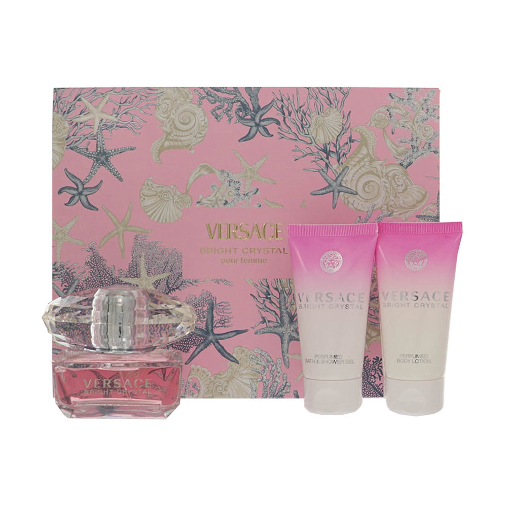 Bright Crystal Display Box by Versace 1.7 Oz Eau De Toilette Spray for Women 3 Pc Set