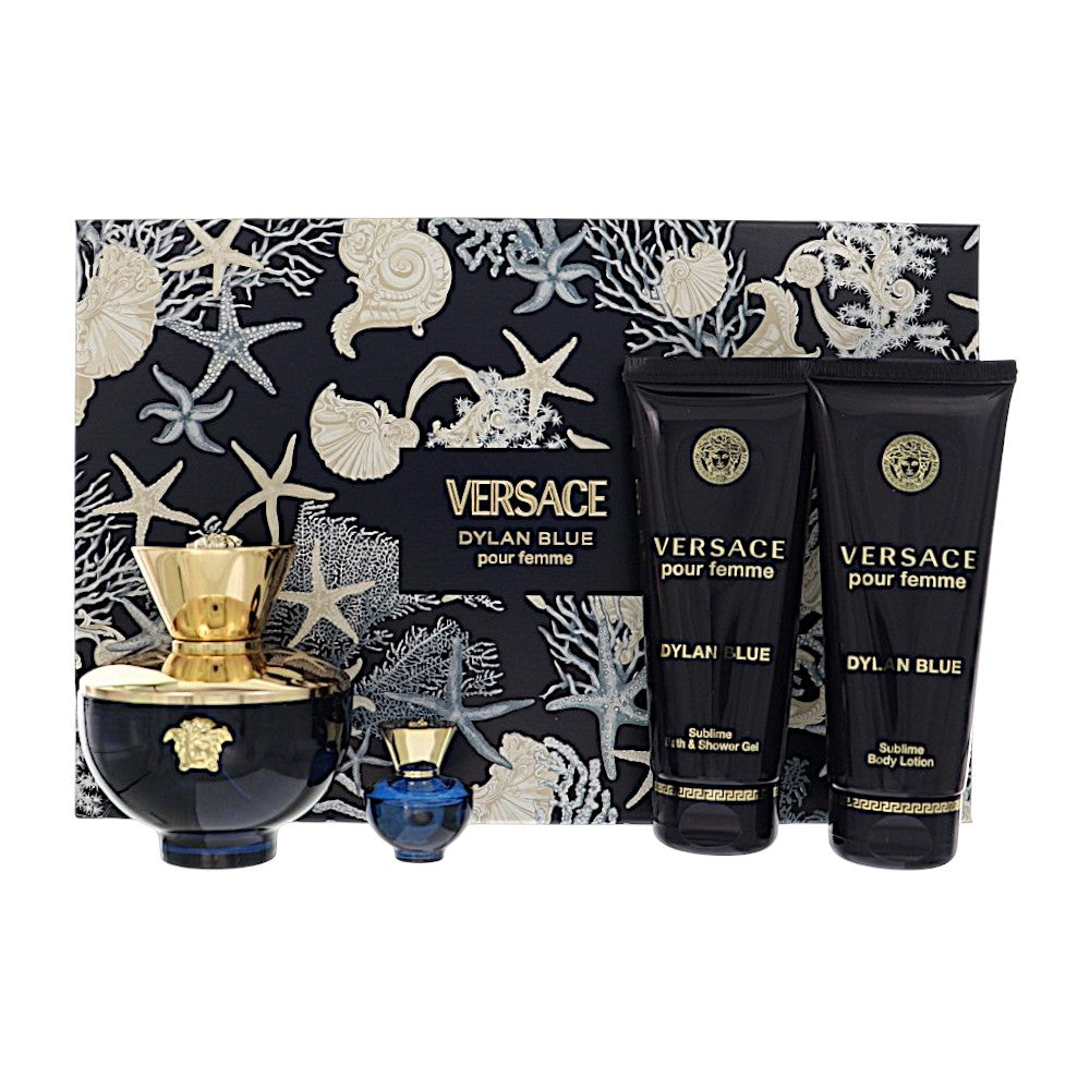 Dylan Blue 3.0, Bl 3.4, Sg 3.4, By Versace 0.17 Oz Eau De Parfum Spray for Women 4 Pc Set