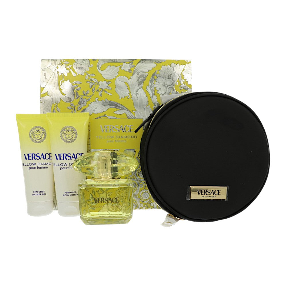 Yellow Diamond Sg 3.4, Bl 3.4, Makeup Case by Versace 3.0 Oz Eau De Toilette Spray for Women 4 Pc Set