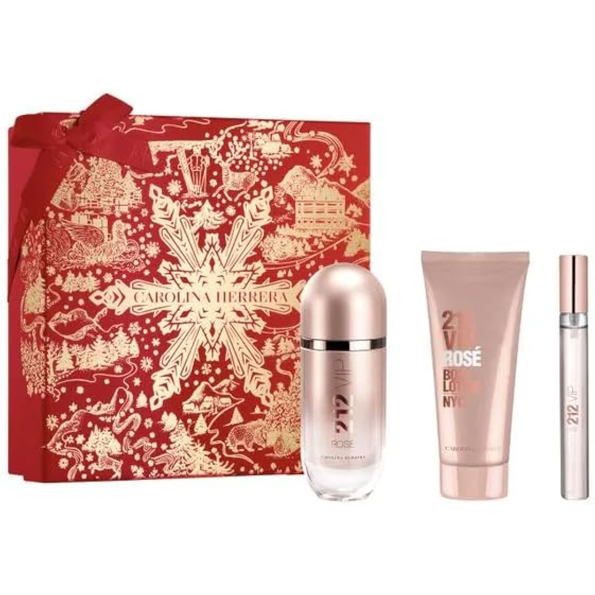 212 Vip Rose 2.7, Bl 3.4 by Carolina Herrera 0.34 Oz Eau De Parfum Spray for Women 3 Pc Set