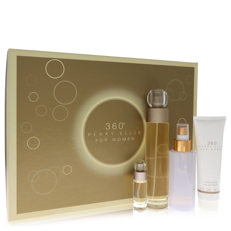 Perry Ellis 360 by Perry Ellis 3.4 Oz Gift Set - Eau De Toilette Spray + 4 Oz Body Mist + 3 Oz Shower Gel + .25 Mini Eau De Toilette Spray for Women