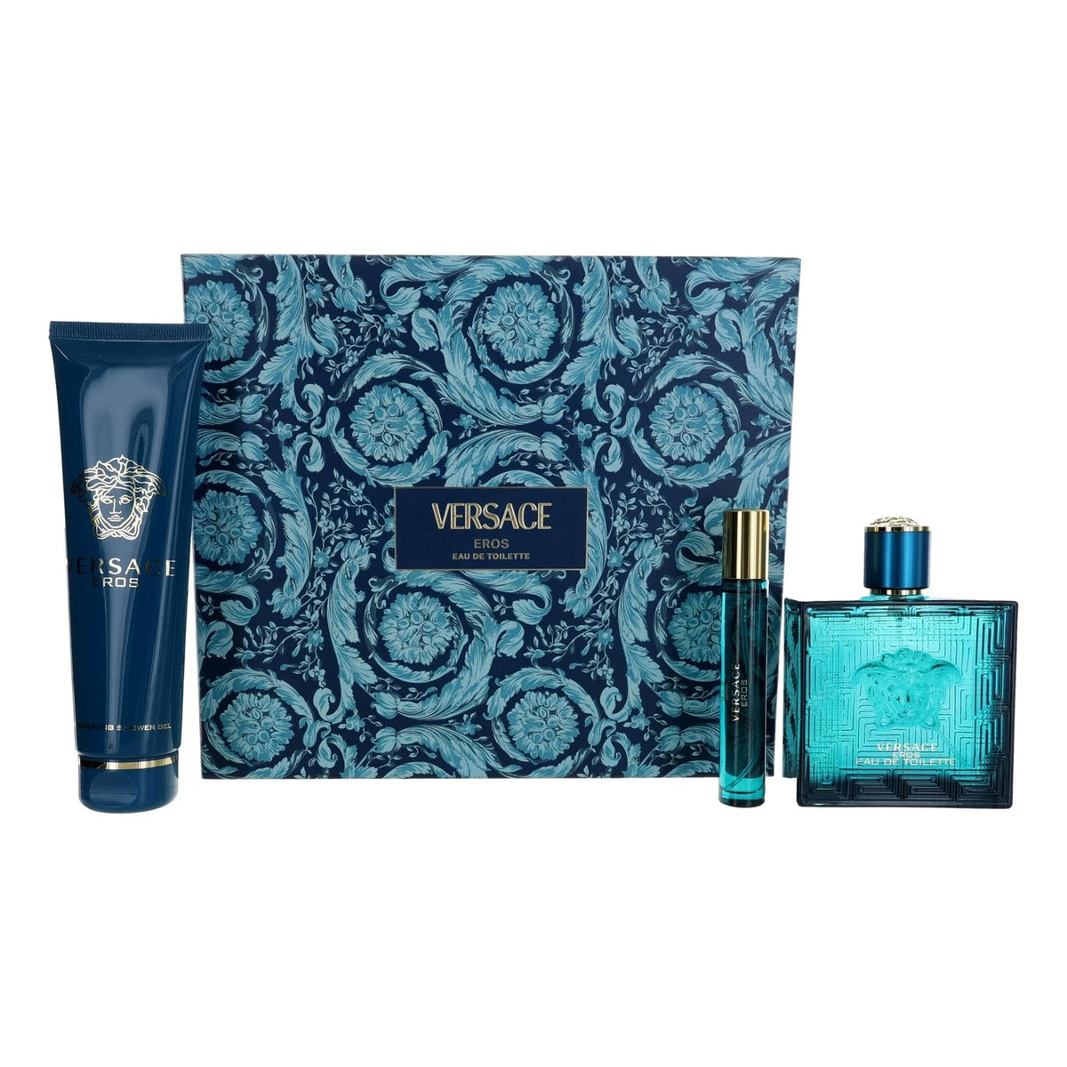 Cologne Versace Eros 3Pcset 3.4 Oz  EDT Spray / 5.0 S.Gel / 10Ml EDT Spray for Men