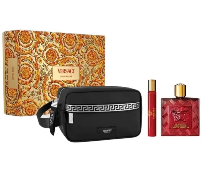 Versace Eros Flame by Versace 3 Pc Gift Set for Men