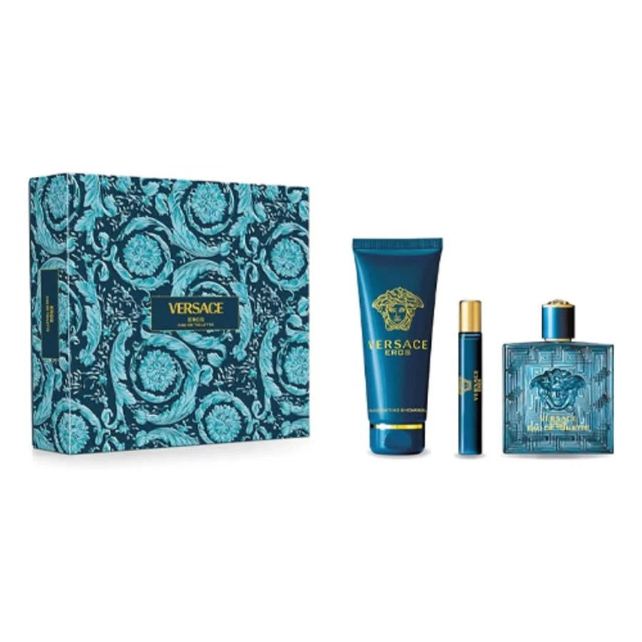 Versace Eros by Versace Gift Set 3 Pcs for Men (3.3 Eau De Toilette Sp, Mini & S/gel)