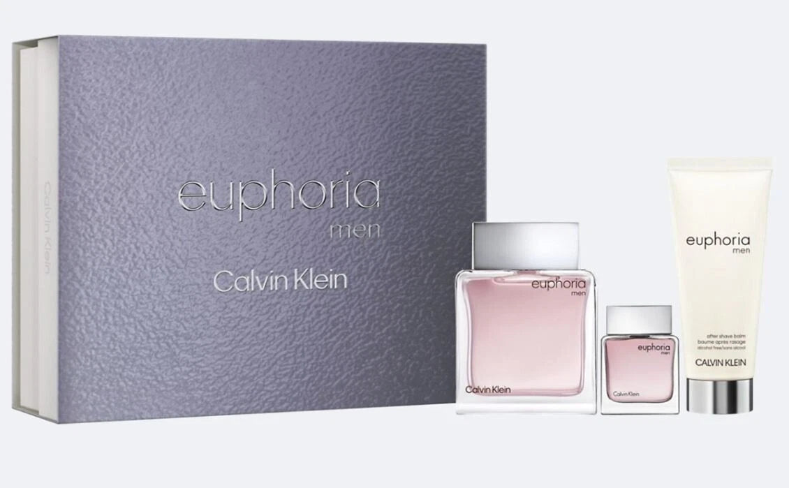 Euphoria by Calvin Klein Gift Set 3 Pc (3.3 Oz Eau De Toilette Sp & 3.4 Oz A/s & 0.5 Oz Mini) Men