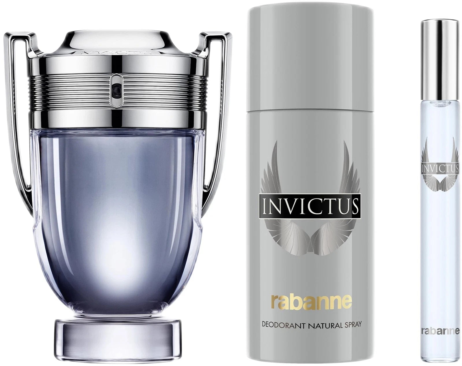 Invictus by Paco Rabanne Gift Set 3 pc (3.4oz EDT Sp & 5.1 oz Deo & 0.34 oz EDT SP) 
