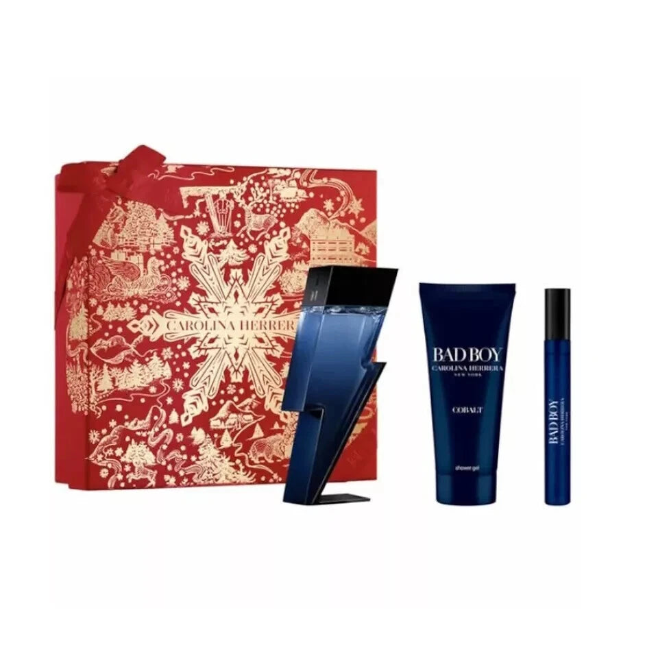 Bad Boy Cobalt by Carolina Herrera 3 Pcs Gift Set for Men