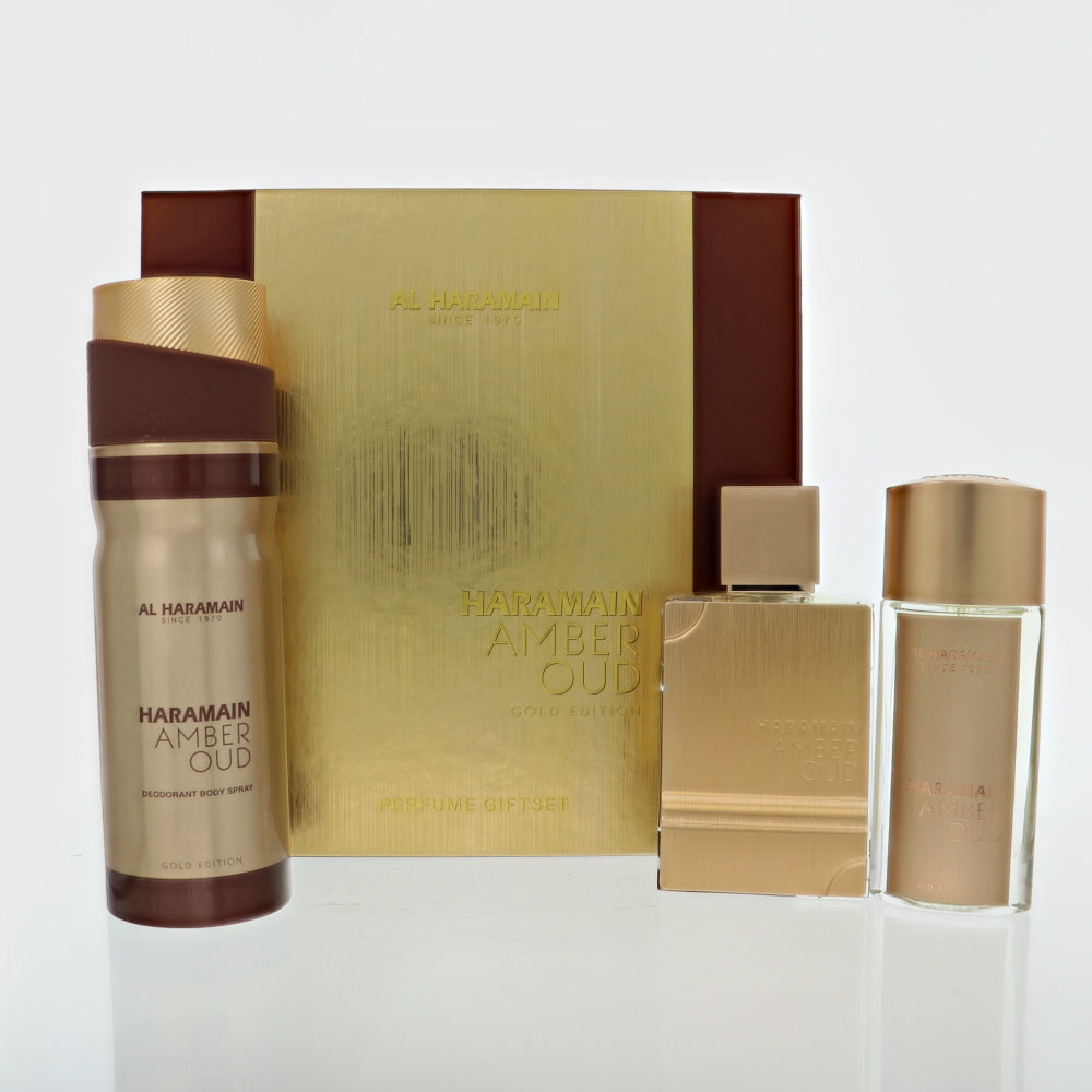 Amber Oud Gold By Al Haramain Cologne 2.53 Oz Eau De Parfum Spray For Men - Gift Set
