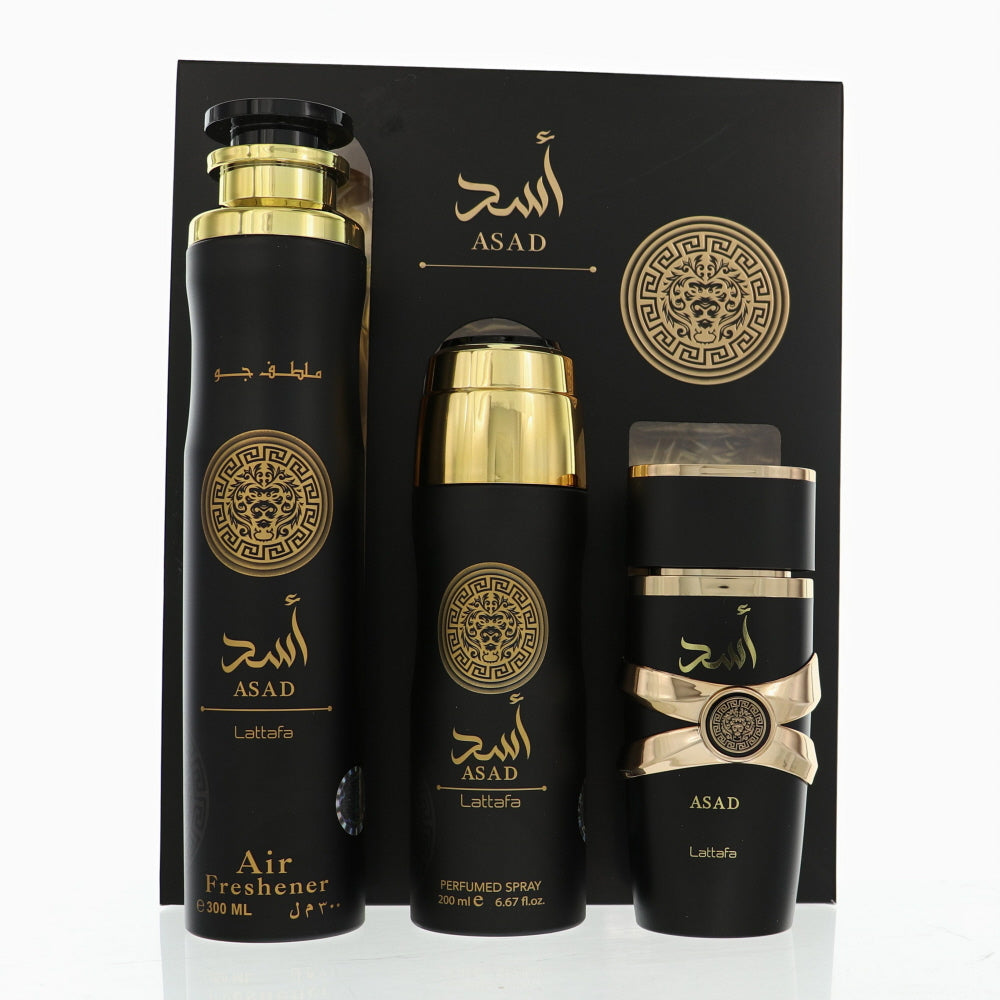 Asad by Lattafa 3.4 Oz Eau De Parfum Gift Set for Men