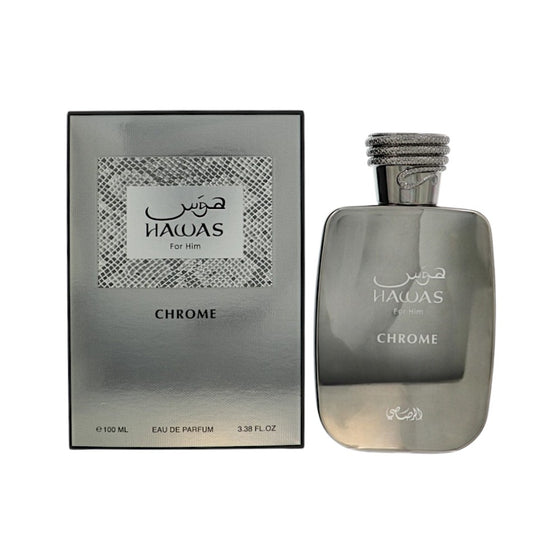 Hawas Chrome by Rasasi 3.38 Oz Eau De Parfum Spray In Box for Men